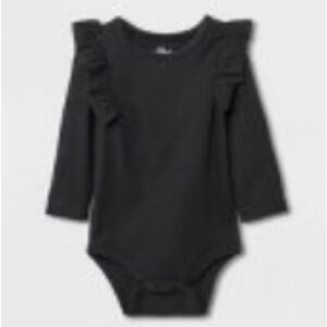 Cat & Jack Black Ruffle Bodysuit for Baby Girls